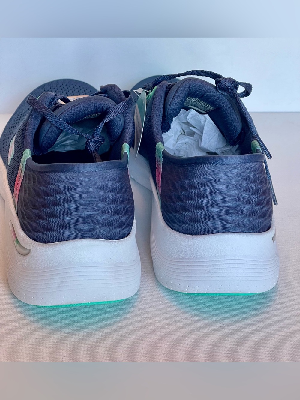 NEW SKECHERS ARCH FIT 2.0 EASY CHIC HANDS FREE SLIP-INS NAVY/TURQUOISE SIZE 8.5 - Picture 9 of 17